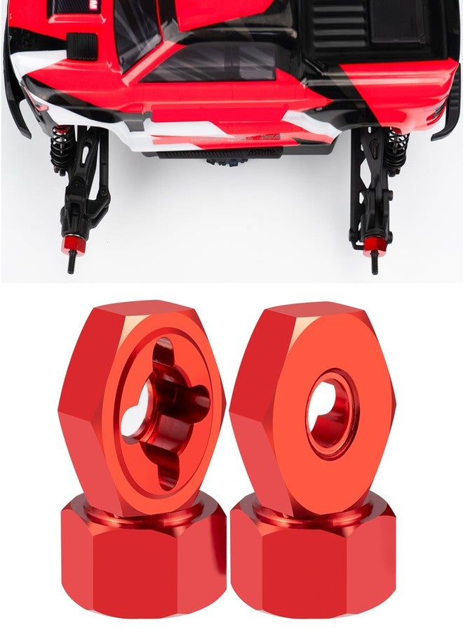 مجموعة محاور عجلات سداسية من الألومنيوم من LSG مكونة من 4 قطع لسيارة Arrma 1/18 Granite Typhon Grom RC (أحمر) - Image 2